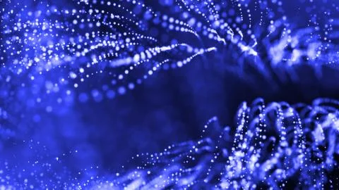 3d render of abstract blue composition with depth of field and glowing particles Stock Illustration