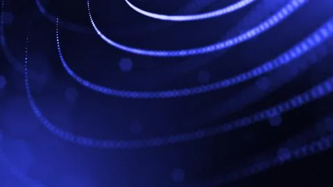 3d render of abstract blue composition with depth of field and glowing particles Stock Illustration