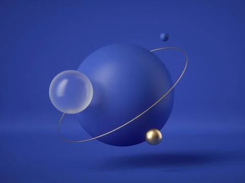 3d render, abstract blue futuristic background, modern minimal concept Stock Illustration