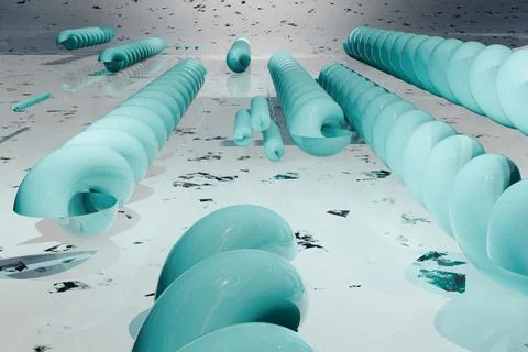 3d render of abstract blue spirals Stock Illustration