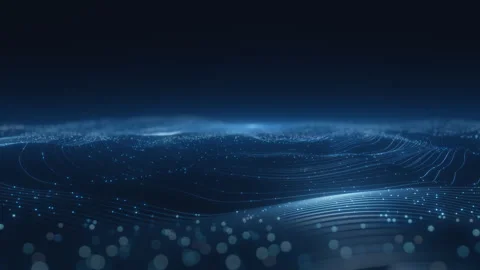 3D render Abstract Blue Technology Wave Background with Glowing Particles Stock Footage 328043182