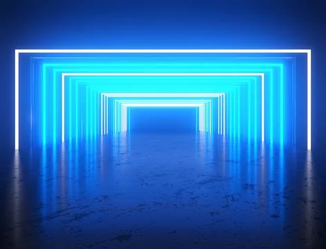 3d render abstract blue tunnel 스톡 일러스트