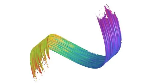 3d render of abstract brush stroke curl Stock-Illustration