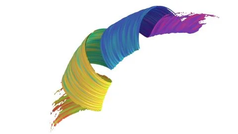 3d render of abstract brush stroke curl Illustrazione stock