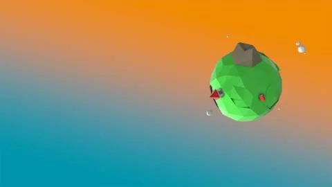 3d render. Abstract cartoon Earth rotating in dark plexus space, with antarctica Illustrazione stock