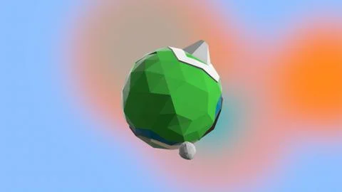 3d render. Abstract cartoon Earth rotating in dark plexus space, with antarctica Illustrazione stock