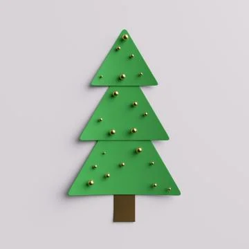 3d render abstract christmas tree background. Simple christmas tree with meta Stock Illustration