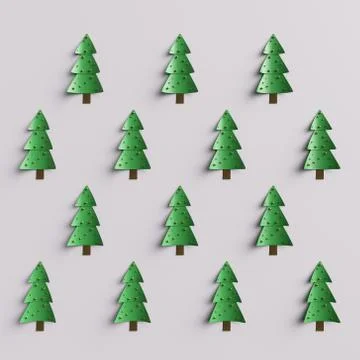 3d render abstract christmas tree background. Simple christmas tree with meta Stock Illustration