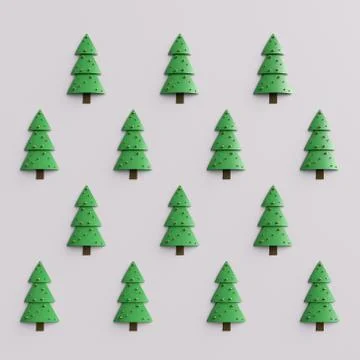 3d render abstract christmas tree background. Simple christmas tree with meta Stock Illustration