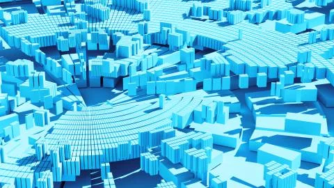 3d render of abstract circular shape divided in segments with hard shadow Illustrazione stock