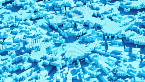 3d render of abstract circular shape divided in segments with hard shadow Stock Illustration