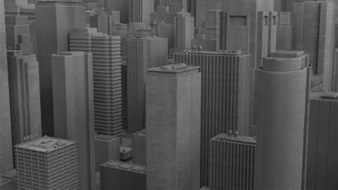 3d render abstract city piece made of wood material. Skyscrapers and low buil Stock Illustration