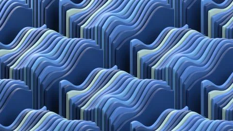 3d render abstract colorful background with wavy geometry slices. Simple vibr Stock Illustration