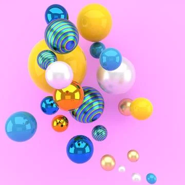 3d render, abstract colorful geometric background, multicolored balls, ball.. Stock Photos