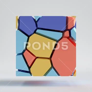 3d render, abstract colorful random mosaic tile, cut pieces, broken square Stock Illustrationen