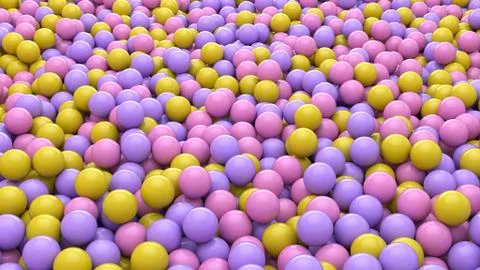 3d render of Abstract colorful spheres balls background. Primitive shapes Stock Illustration