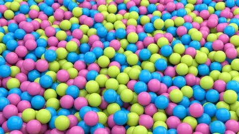 3d render of Abstract colorful spheres balls background. Primitive shapes Stock Illustration