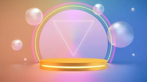 3D Render of Abstract Colorful Stage-Podium Stock Illustration
