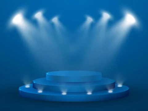 3D Render of Abstract Composition with Podium. Studio with Round Pedestal and Illustrazione stock