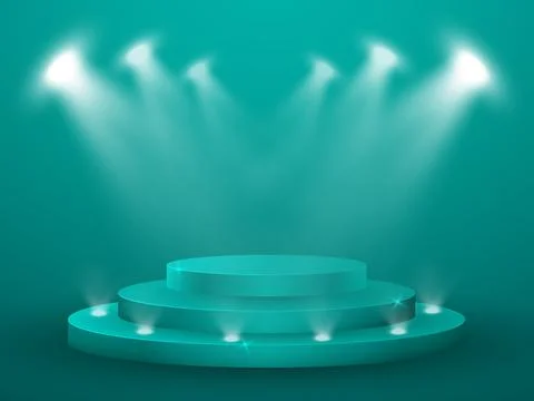 3D Render of Abstract Composition with Podium. Studio with Round Pedestal and Stock-Illustration