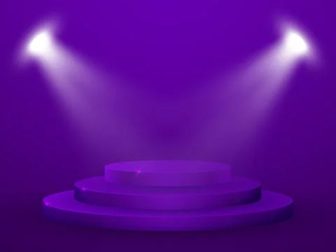 3D Render of Abstract Composition with Podium. Studio with Round Pedestal and Illustrazione stock