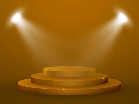 3D Render of Abstract Composition with Podium. Studio with Round Pedestal and Stock-Illustration