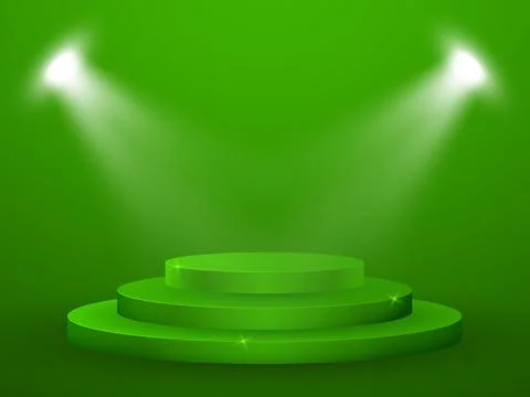 3D Render of Abstract Composition with Podium. Studio with Round Pedestal and Stock-Illustration