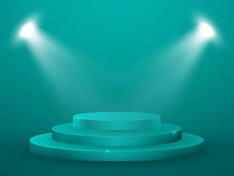 3D Render of Abstract Composition with Podium. Studio with Round Pedestal and Stock Illustration