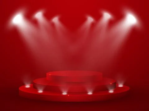 3D Render of Abstract Composition with Podium. Studio with Round Pedestal and Stock-Illustration