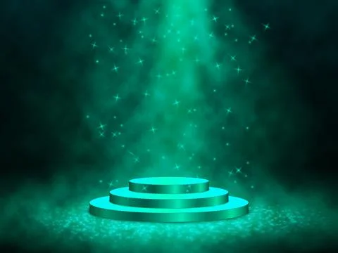 3D Render of Abstract Composition with Podium. Studio with Round Pedestal and Stock-Illustration