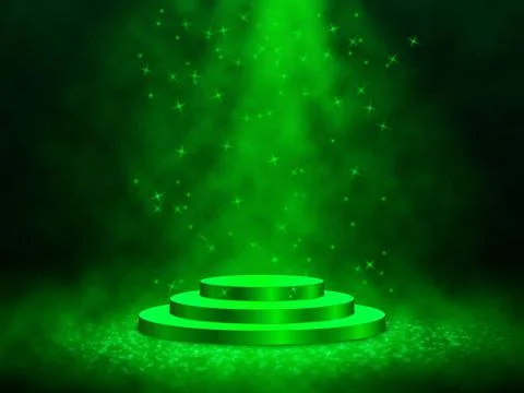 3D Render of Abstract Composition with Podium. Studio with Round Pedestal and Illustrazione stock