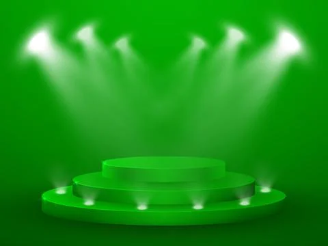 3D Render of Abstract Composition with Podium. Studio with Round Pedestal and Stock-Illustration