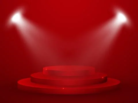 3D Render of Abstract Composition with Podium. Studio with Round Pedestal and Stock-Illustration