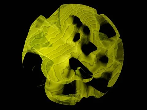 3d render of abstract composition with sphere on black background Stock Illustration