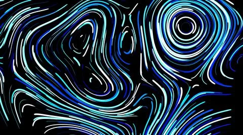 3d render. Abstract creative background with curled lines like blue trails on Stock Illustration