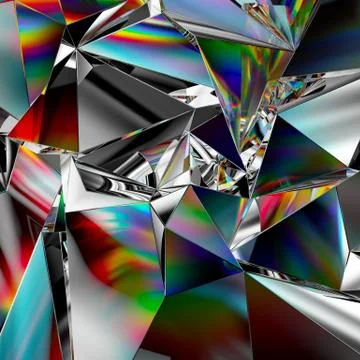 3d render, abstract crystal background, glass faceted wallpaper Stock Illustration