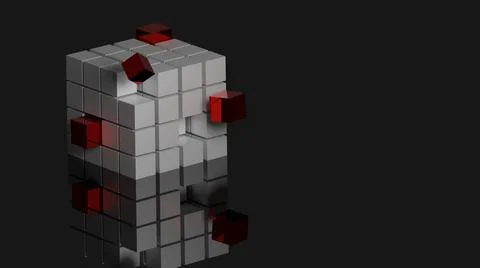 3D Render Abstract Cube Fly Out of The Box Illustrazione stock