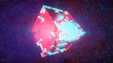 3d render abstract cube rotates in space Stock Footage 210389983