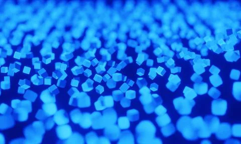 3d render abstract cubic audio wave sound pattern. Modern glowing light blue  Stock Illustration