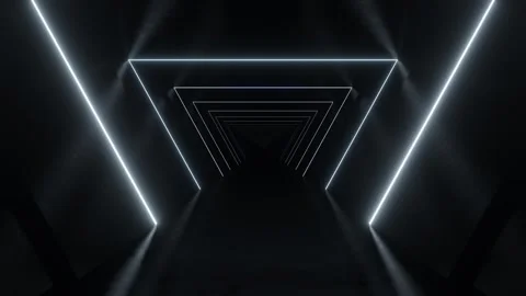 3d render of abstract dark concrete interior tunnel with neon light Stock Footage 334840604