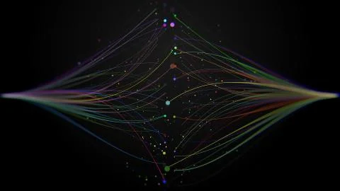 3d render of abstract data analysis concept. Big data visualization via dot p Stock Illustration