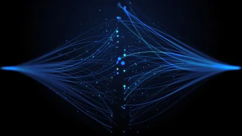 3d render of abstract data analysis concept. Big data visualization via dot p Illustrazione stock