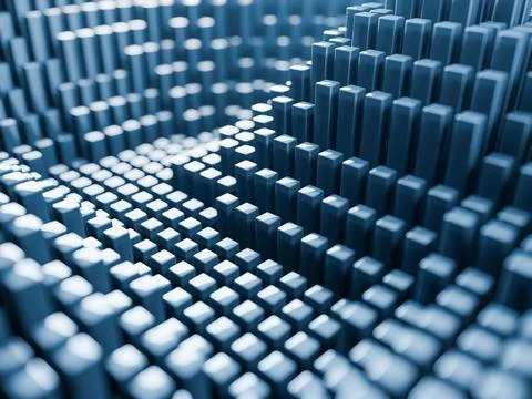 3d render of abstract data structure, blocks landscape イラスト素材