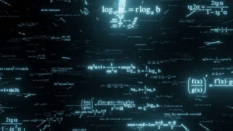3D render abstract digital space with mathematics  formulas and graphics Stock Footage 116364486