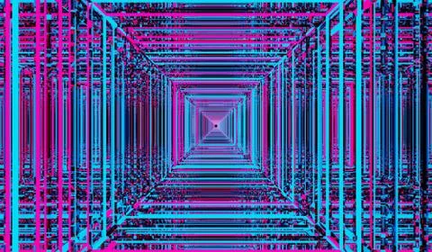 3d render. abstract digital square colorful neon background. Street 스톡 일러스트