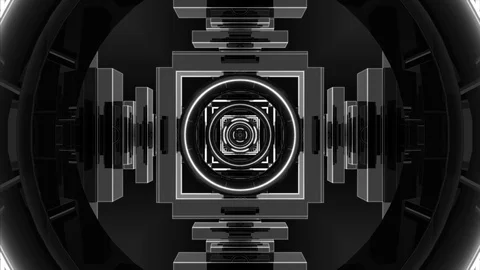 3d render abstract disco lights geometric background tunnel Video stock 108583090