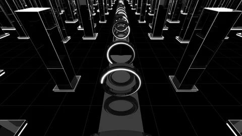 3d render abstract disco lights geometric city background tunnel Stock Footage 108586984