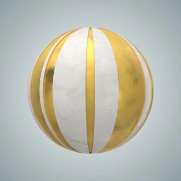 3d render abstract element with metal lines that displaced inner from marble  Stock Illustration