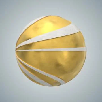 3d render abstract element with metal lines that displaced inner from marble  Illustrazione stock