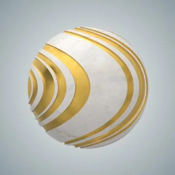 3d render abstract element with metal lines that displaced inner from marble  Stock Illustration